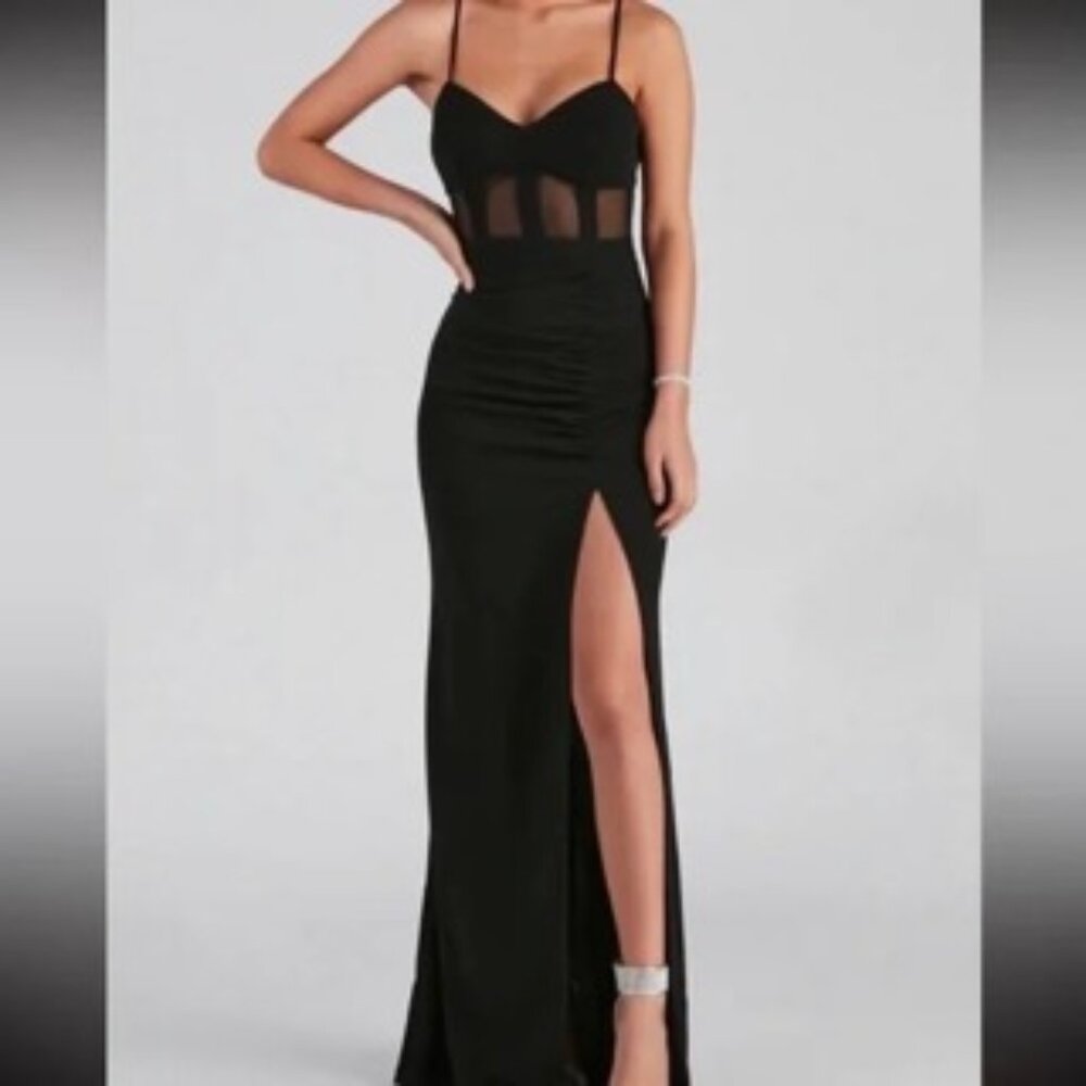 Windsor Alexia Formal High Slit Illusion Dress